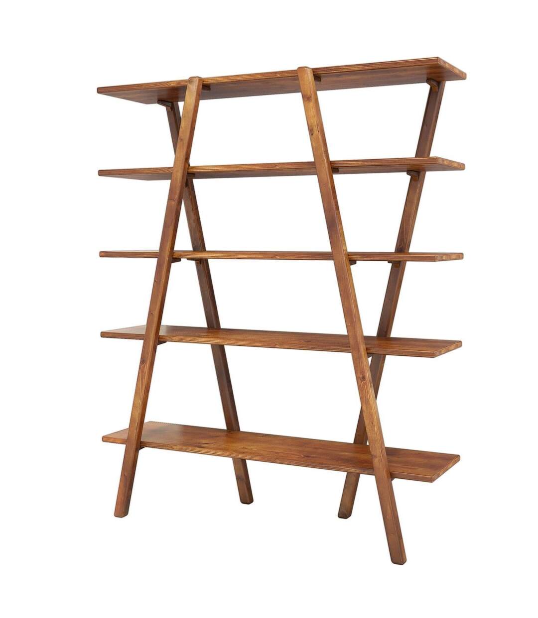 Bibliothèque design bois Perla - L. 120 x H. 148 cm - Marron noix-1