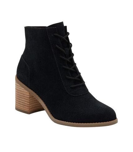 Womens/ladies evelyn suede ankle boots black Toms