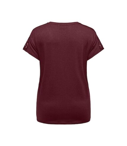 T-shirt Bordeaux Femme Only Carmakoma Lace Top