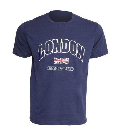 Mens London England Print Short Sleeve Casual T-Shirt (Navy) - UTSHIRT133