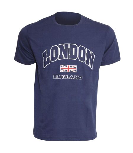 Mens London England Print Short Sleeve Casual T-Shirt (Navy)