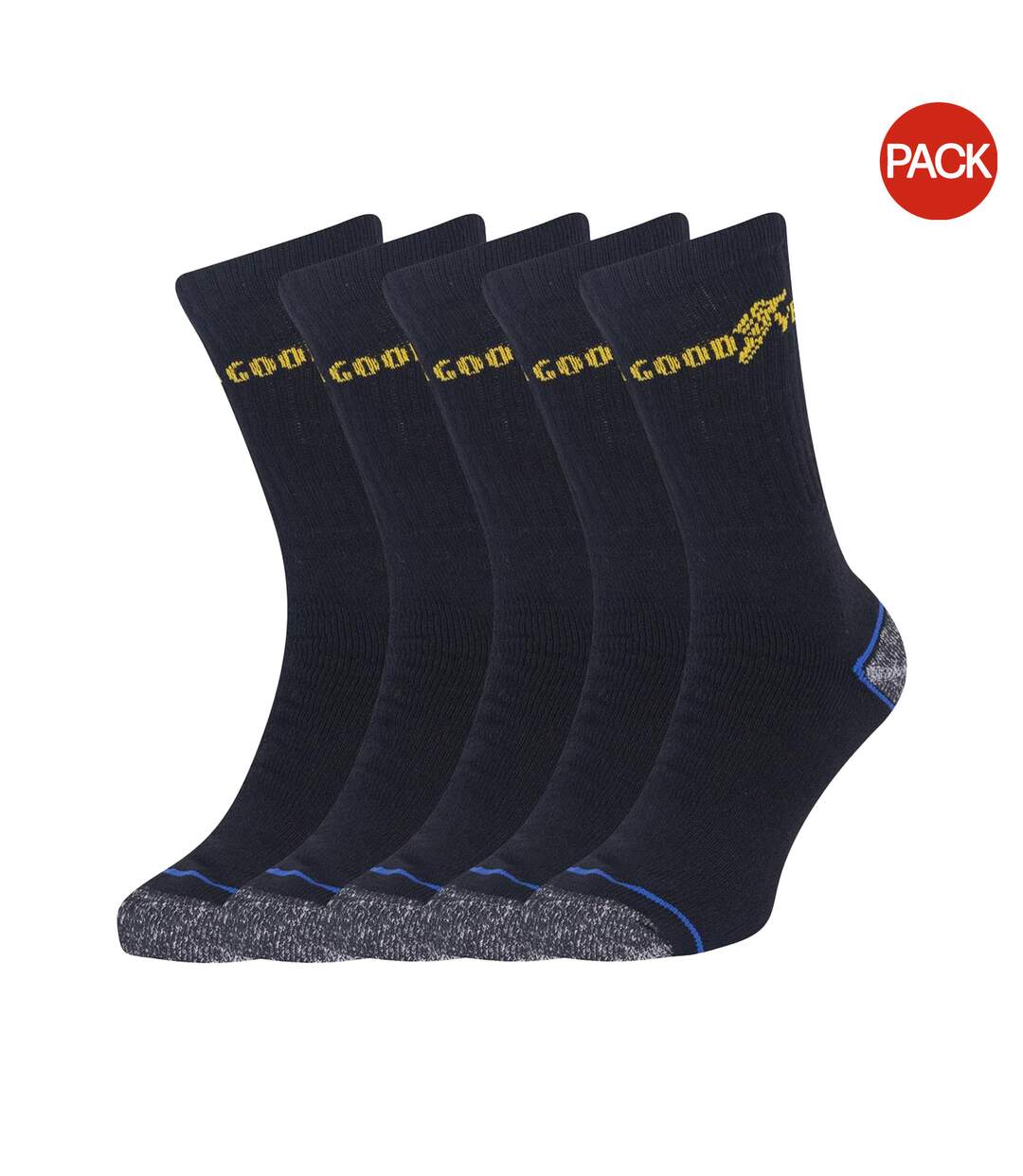 Pack of 5  Mens heavy duty work socks  black Goodyear-1