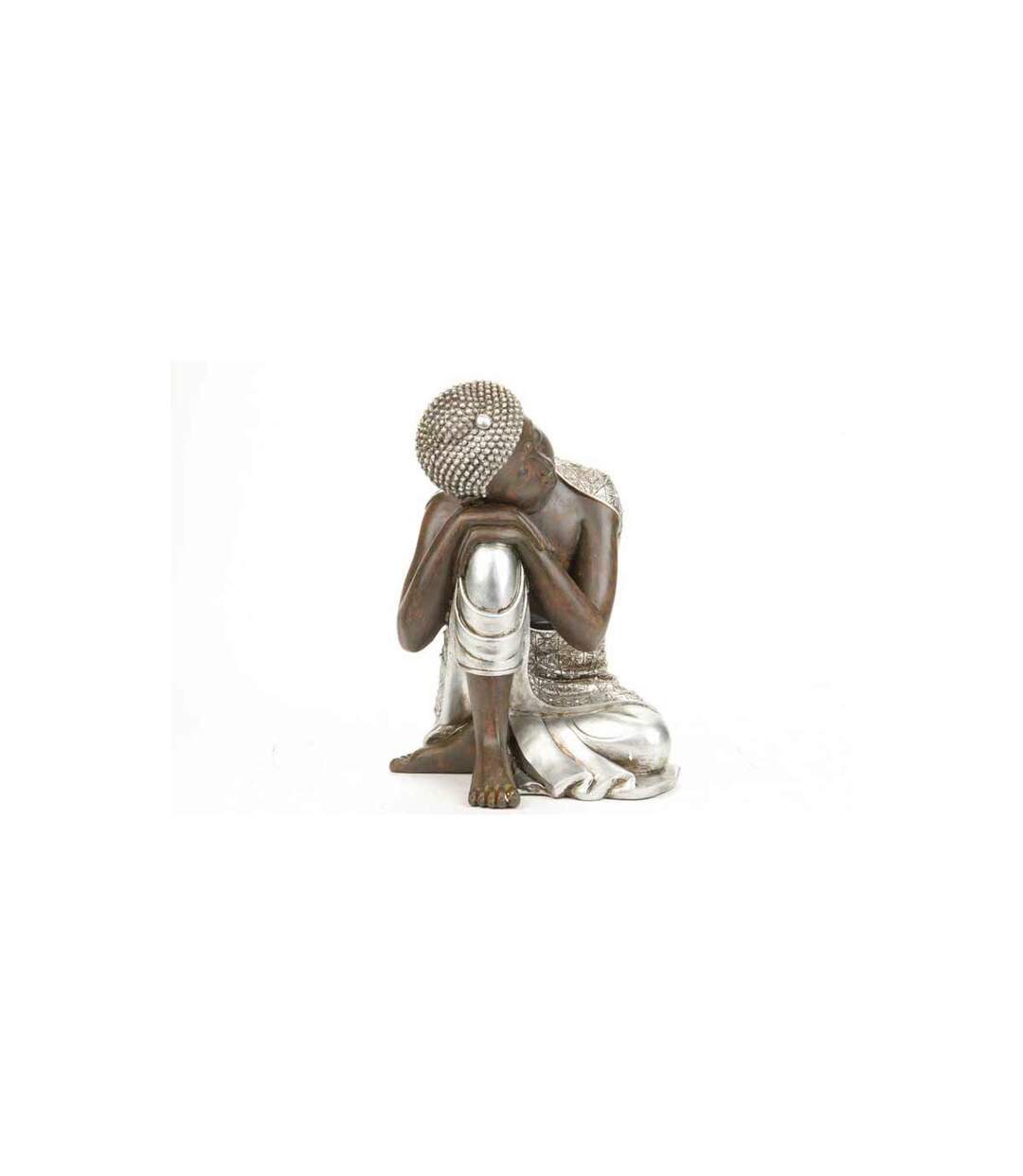 Statue Déco Bouddha 35cm Naturel & Argent-5