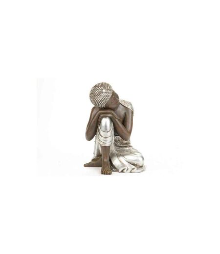 Statue Déco Bouddha 35cm Naturel & Argent