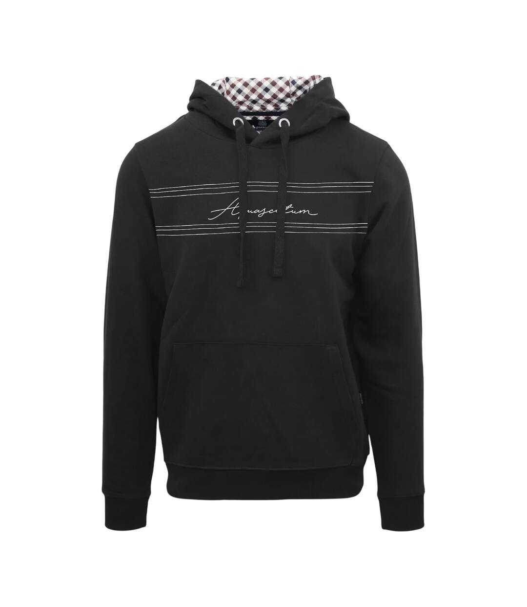 Mens Signature Regular Hoodie Black Aquascutum-1