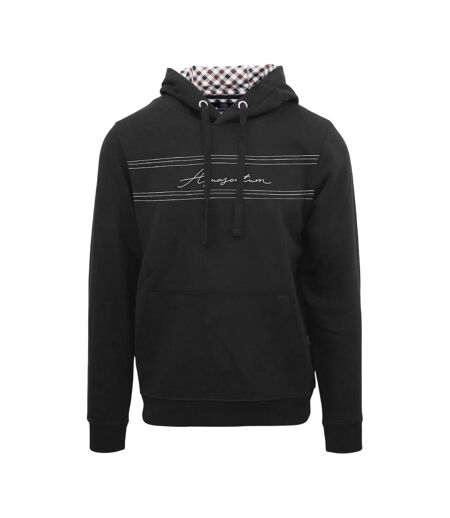Mens Signature Regular Hoodie Black Aquascutum