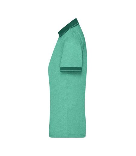 Polo Femme Vert Foncé Vert Chiné James And Nicholson