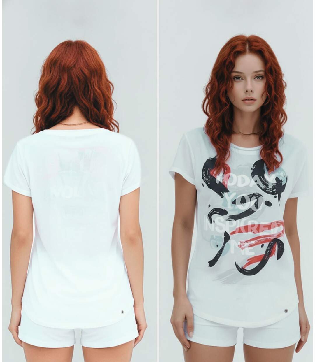 T-shirt femme manches courtes imprimé blanc - Pour un look simple et soigné-2