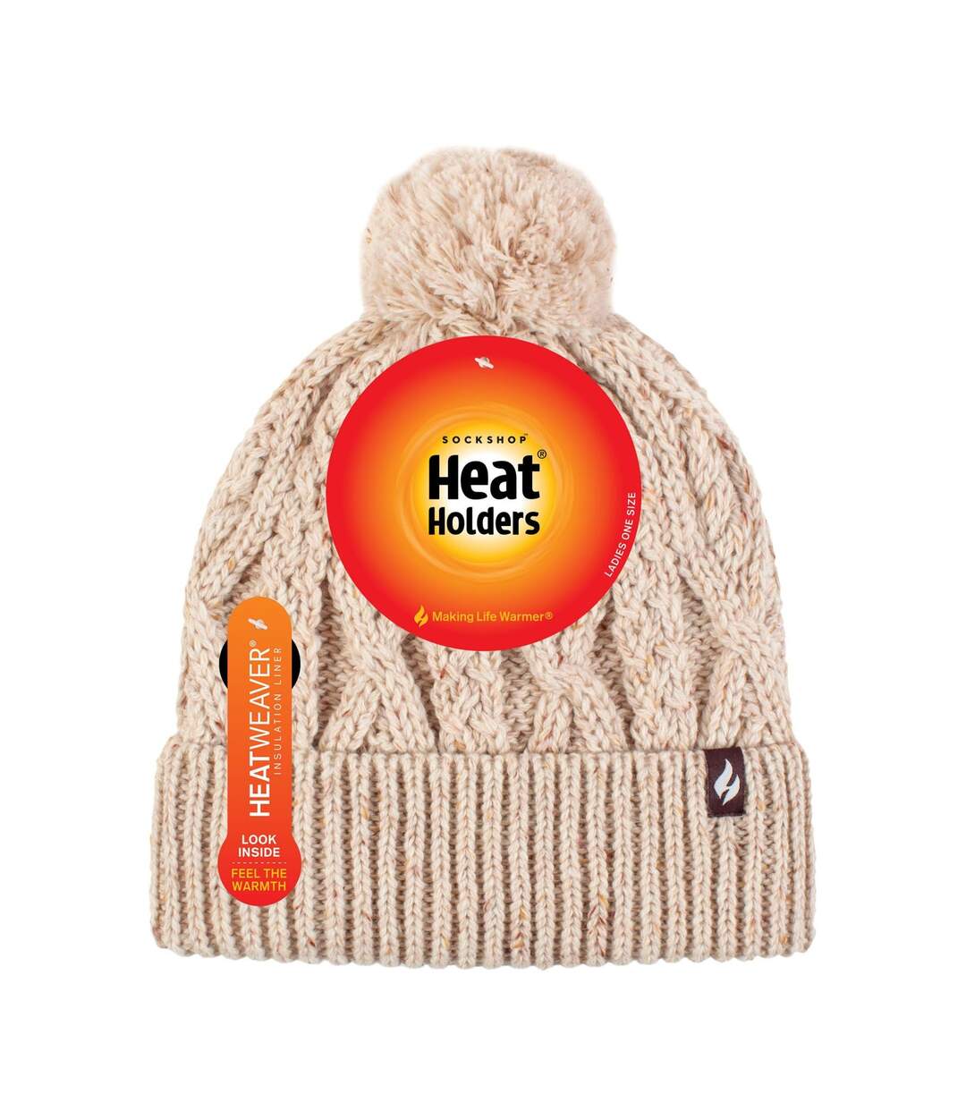 Bonnet chaud en tricot torsadé épais à pompons pour femme-2
