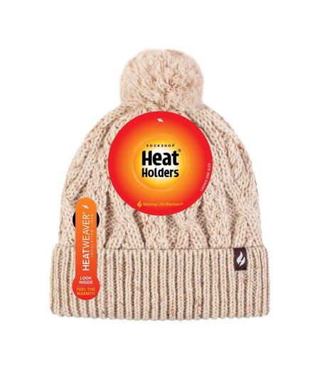 Bonnet chaud en tricot torsadé épais à pompons pour femme