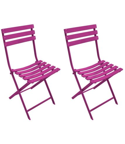 Chaise pliante en acier Nonza (Lot de 2) Framboise