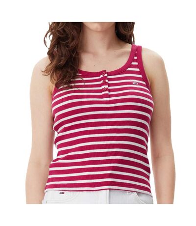 Débardeur rouge/blanc femme tommy hilfiger tjw slim button tank - l