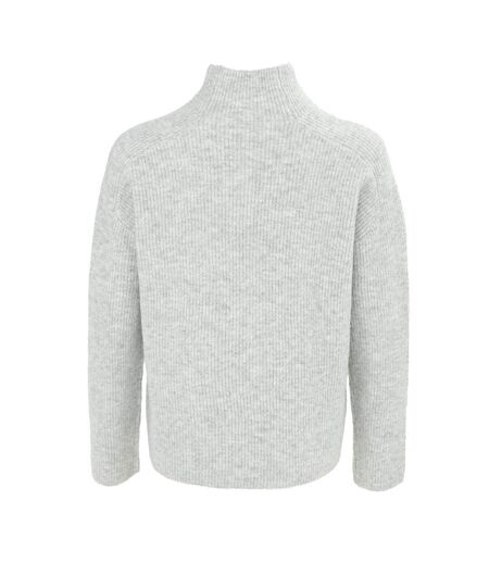 Womens/ladies Ribbed Jumper Light Grey Miso