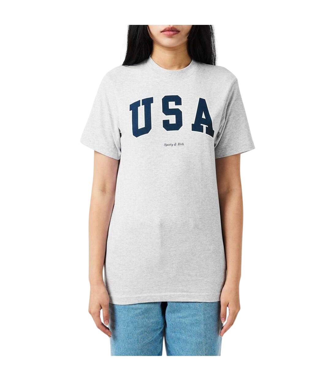 T-shirt Motif/style Usa Varsity Femme Gris Chiné Sporty & Rich-1