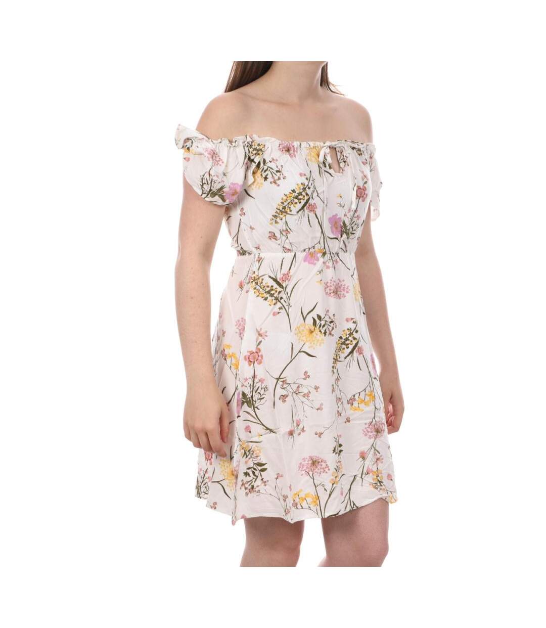 Robe Blanche à Fleurs Femme Vero Moda Easy 10263302 - L-1