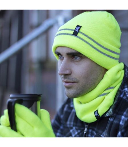 Mens Hi Vis Reflective Soft Fleece Lined Thermal Winter Hat