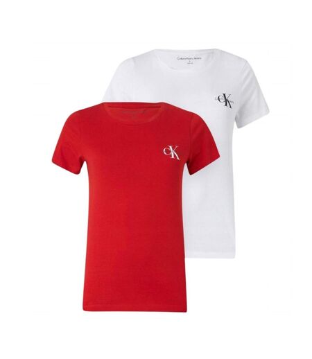 Lot de 2 t-shirts blanc/rouge femme calvin klein jeans monologo - l