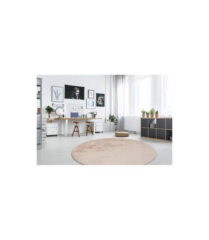 Tapis Rond à Poils Longs Rabbit 160cm Beige