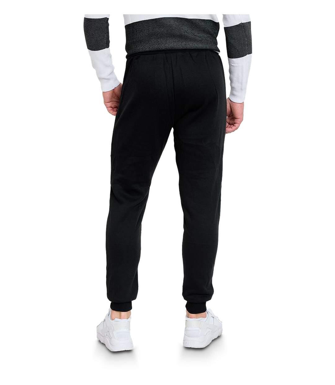 joggings homme de couleur noir coupe slim  en molleton cordon de serrage-4