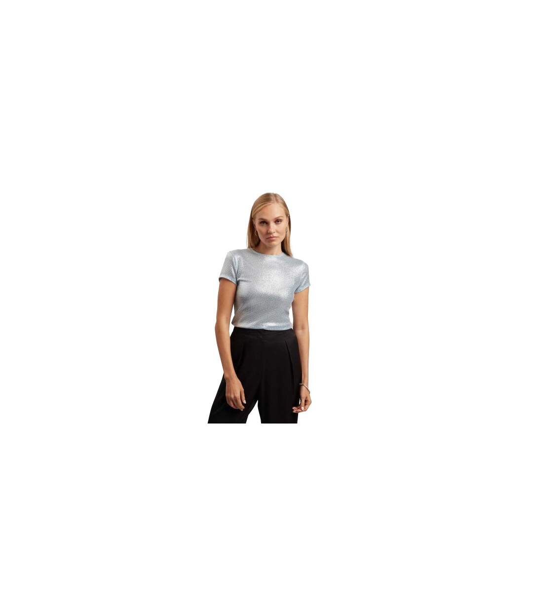 Womens/ladies Metallic Slim T-shirt Blue Ted Baker-1