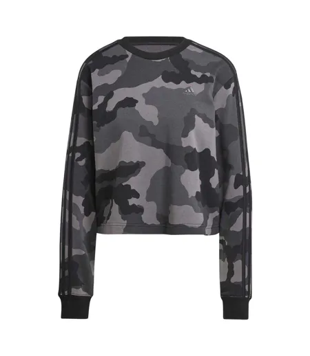 Sweat Court Motif/style Camouflage Essentials Femme Noir Adidas
