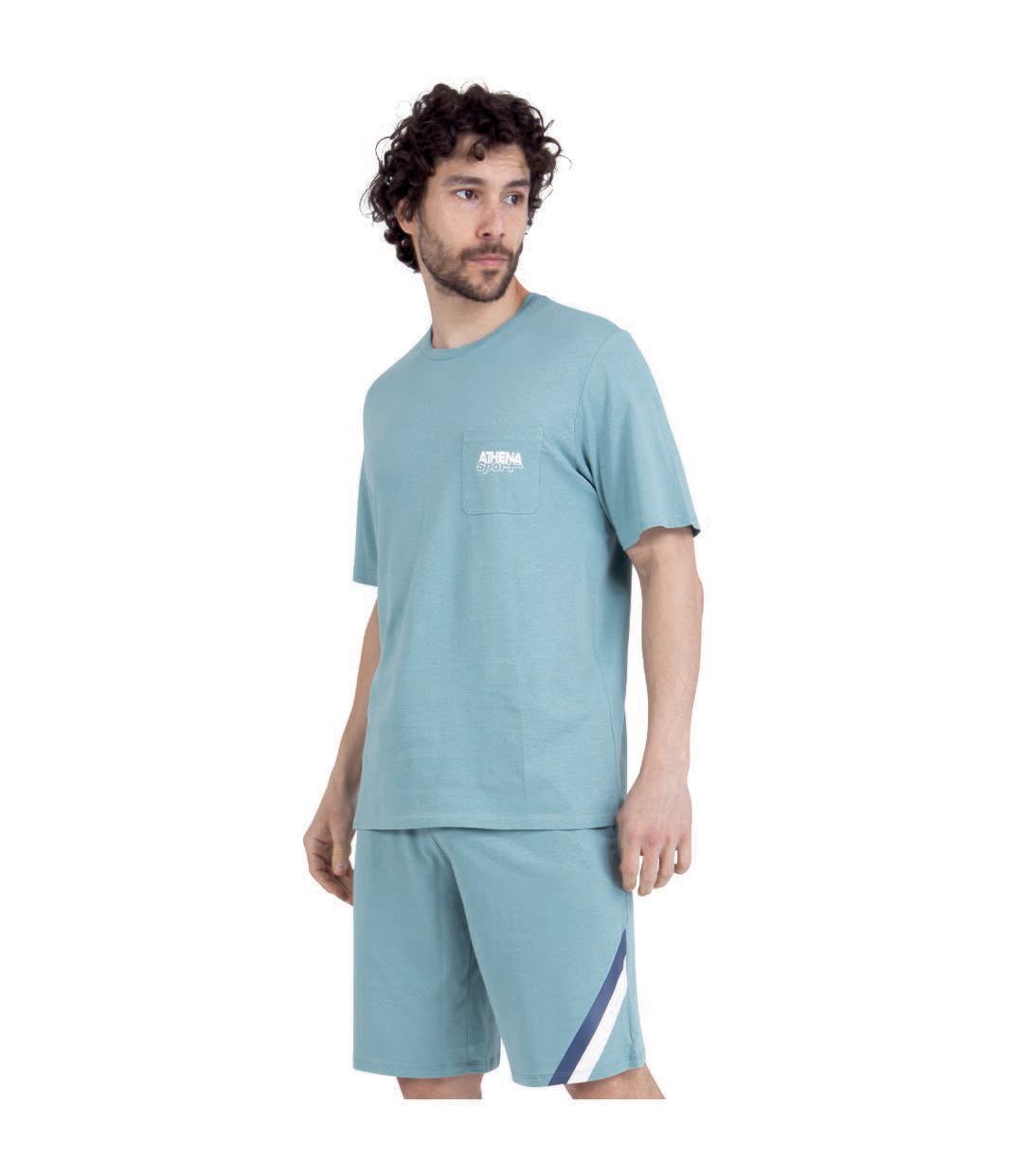 Pyjama court col rond homme Sportswear Athena-1