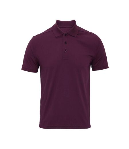 Mens Coolchecker Pique Polo Shirt Aubergine Premier