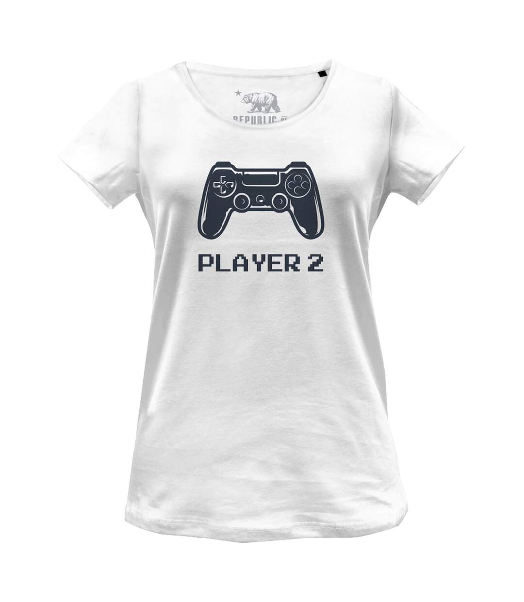 T-shirt Player Femme Blanc Noir Gaming Hero-1