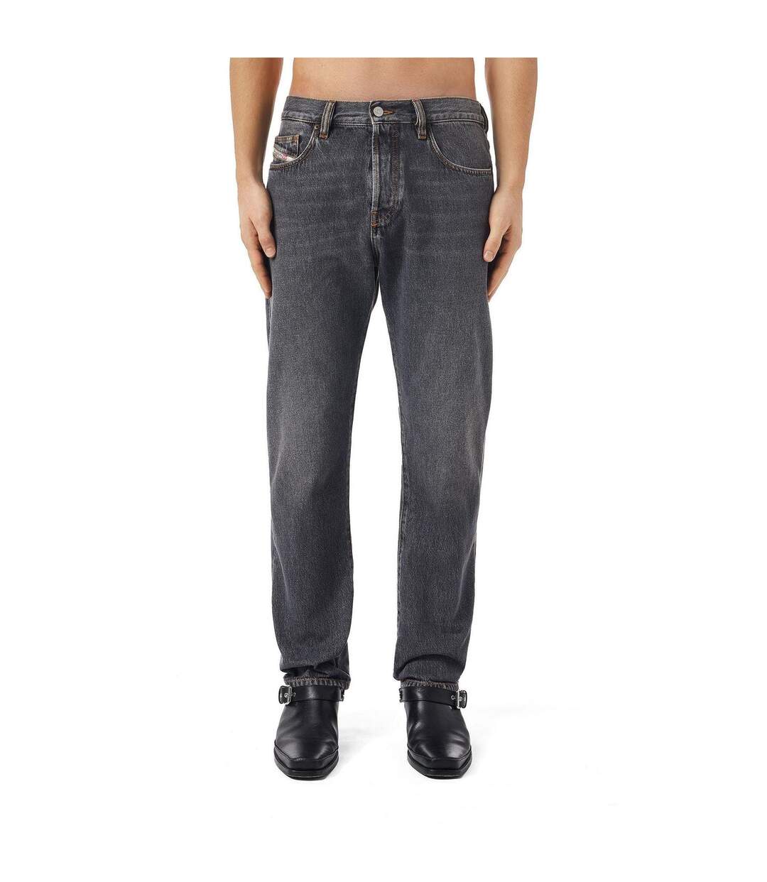 Mens Viker Straight Jeans Black Diesel-2