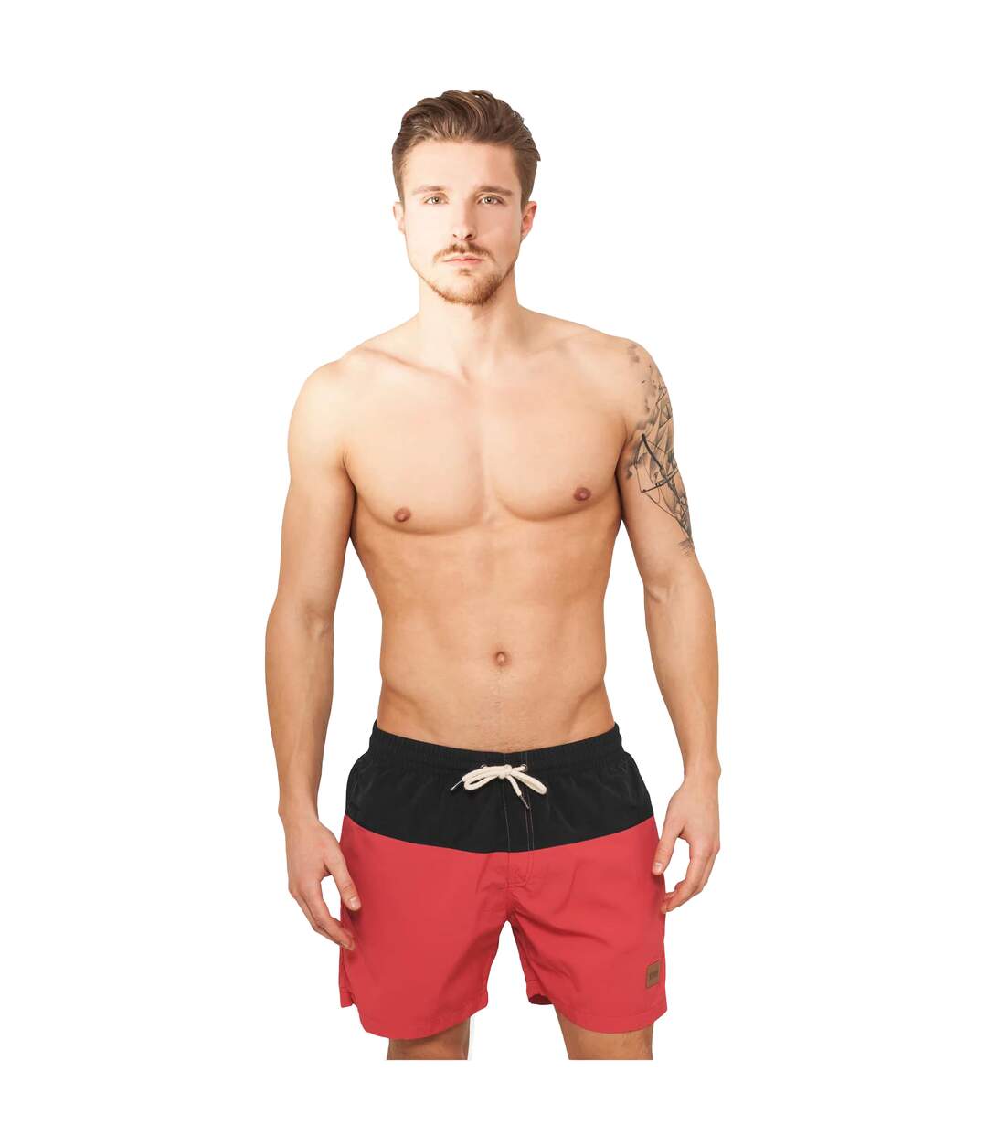Short De Bain Motif/style Bloc Homme Noir Rouge Urban Classics-1