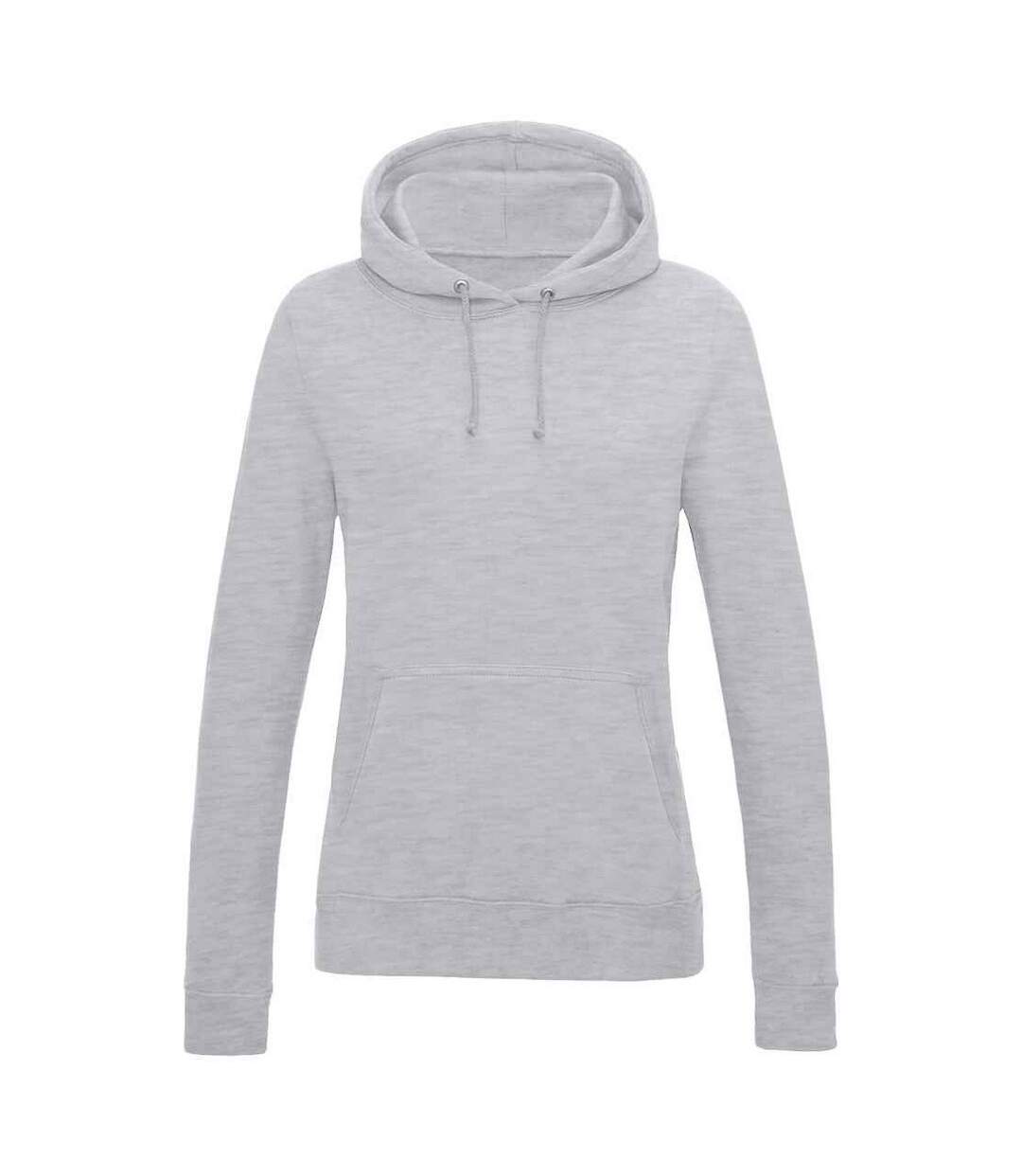 Womens/ladies college heather girlie hoodie grey Awdis