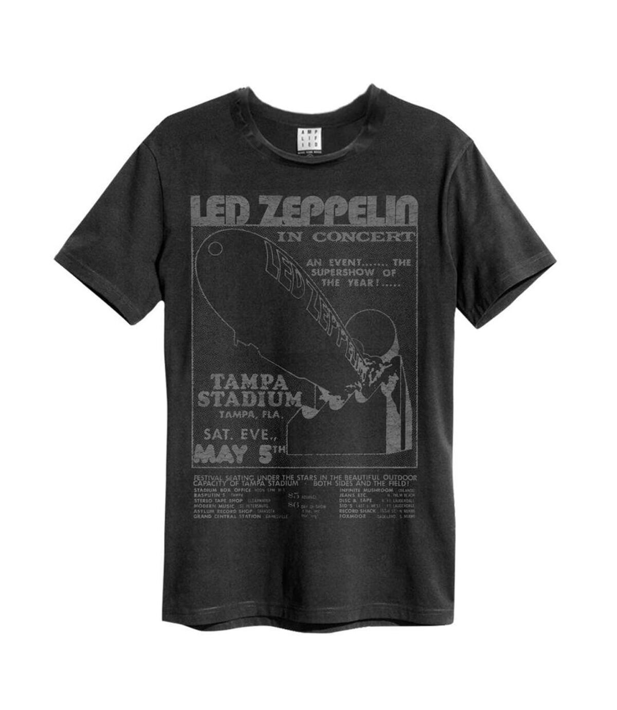 Amplified Mens Tampa Stadium Led Zeppelin T-Shirt (Charcoal)