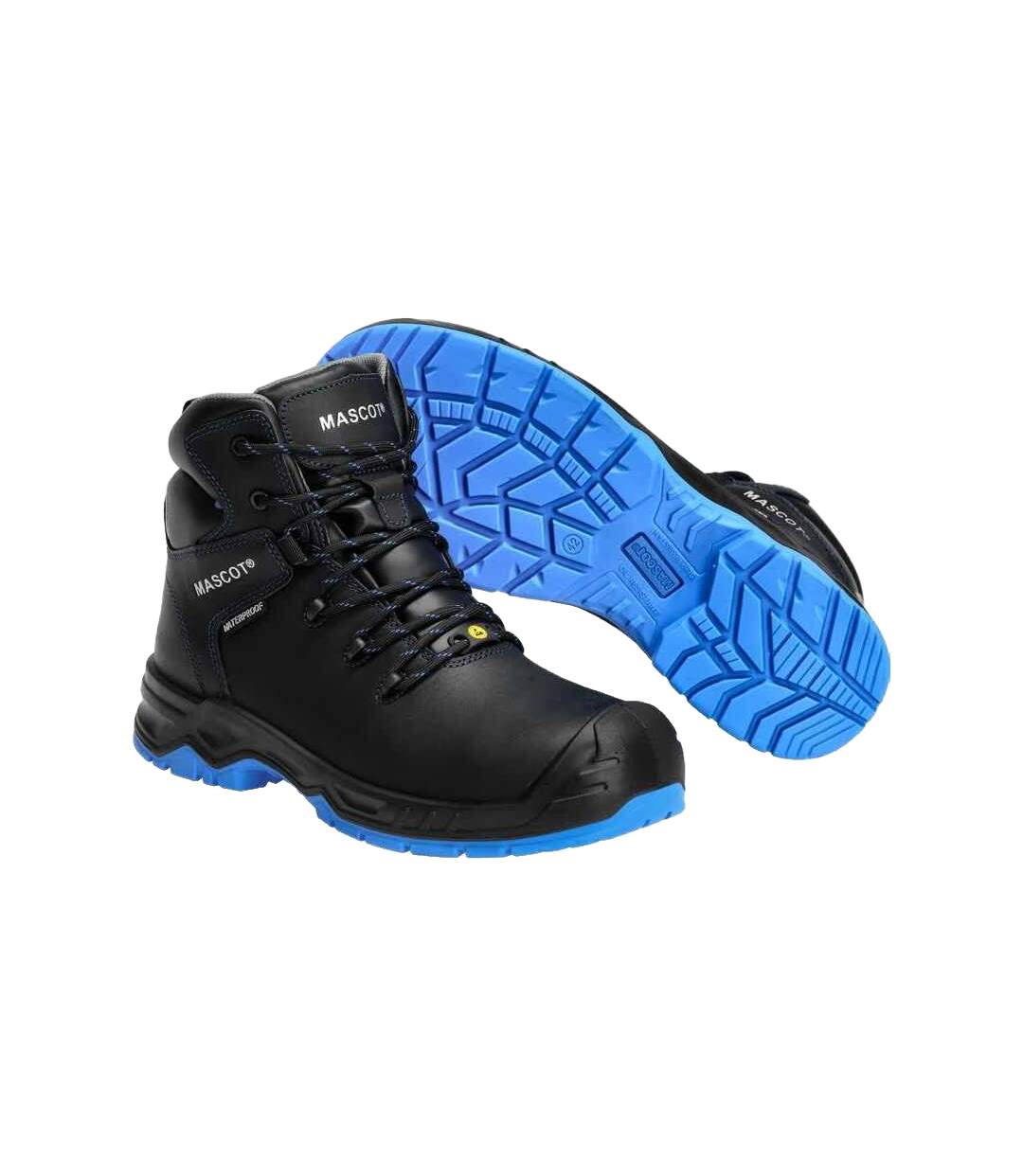 Mens Footwear Flex Leather Safety Boots Black Royal Blue Mascot-4