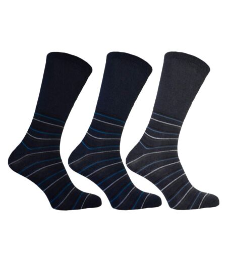 Simply Essentials Mens Extra Wide Striped Socks (Pack Of 3) () - UTUT1583