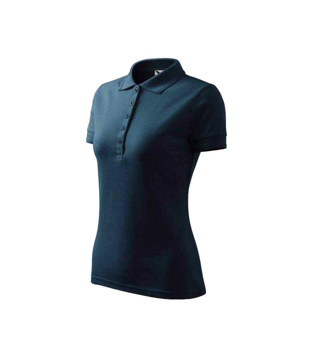 Womens/ladies Pique Polo Shirt Navy Blue Adler-2