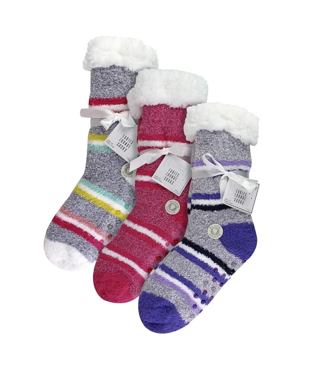 3 Pairs Ladies Soft Fluffy Lounge Socks | Warm Cosy Home Slipper Socks-2