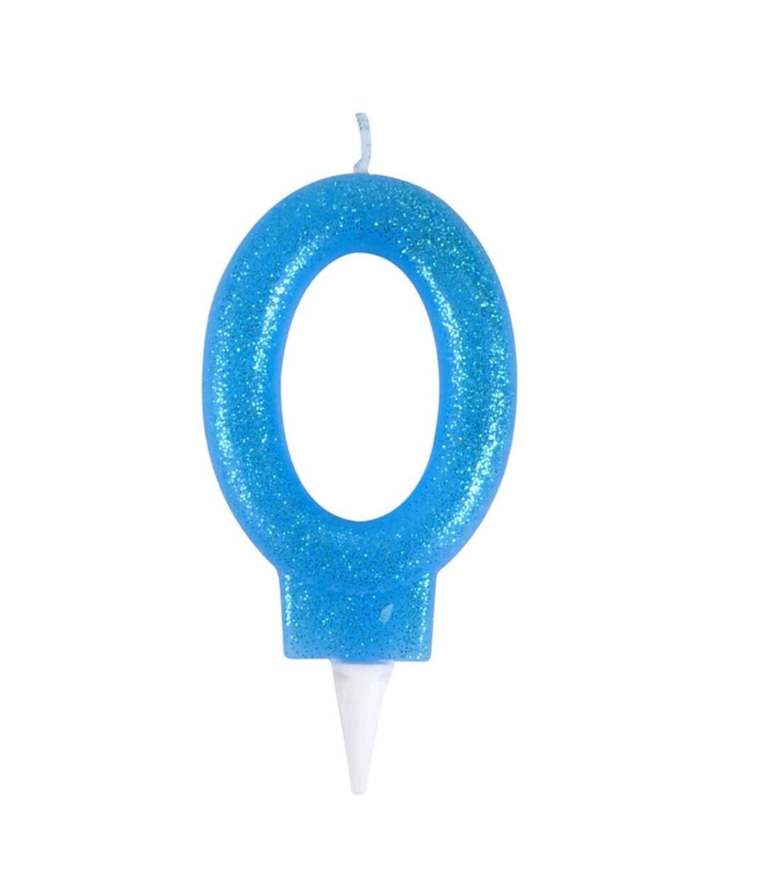 Bougie d'Anniversaire Paillette Chiffre 0 7cm Bleu-1