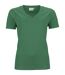 t-shirt respirant femme col V - running - JN735 - vert foncé