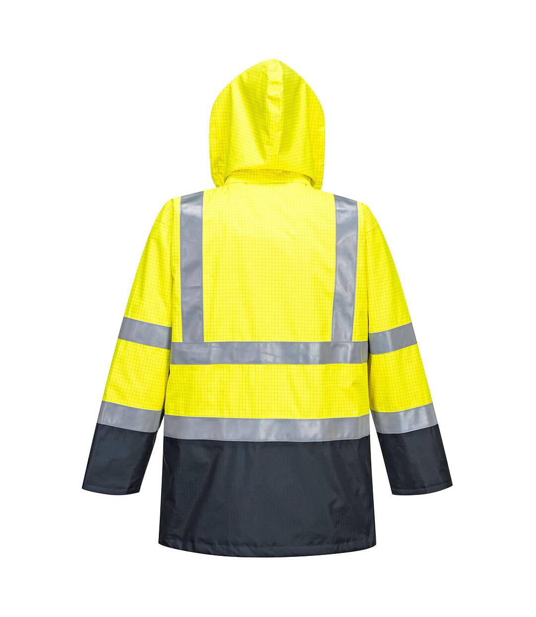 Mens hi-vis bizflame rain multi-norm jacket yellow/navy Portwest