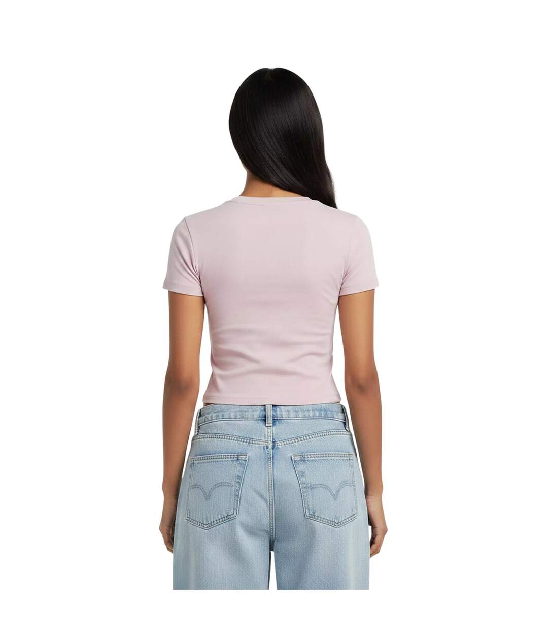 Womens/ladies Star Print Slim T-shirt Lilac Guess-4
