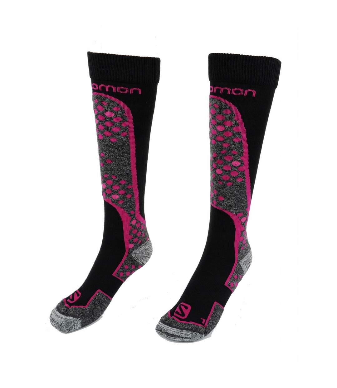 Chaussettes De Ski Motif/style Snowboard Adulte Noir Rose Salomon-1