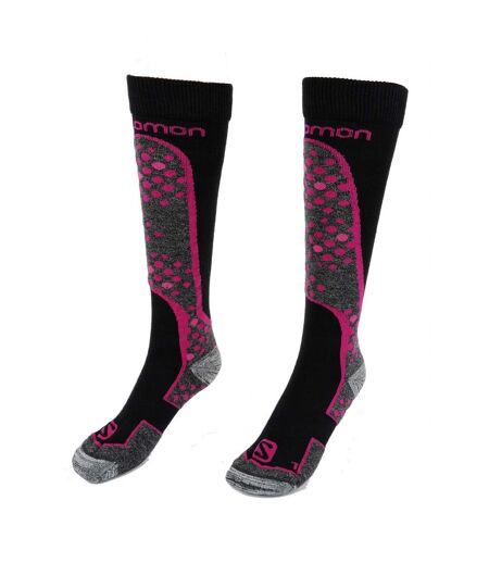 Chaussettes De Ski Motif/style Snowboard Adulte Noir Rose Salomon