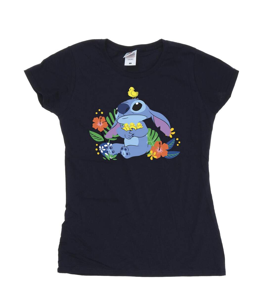 Disney T-shirt en coton motif oiseaux Lilo & Stitch Femme/Femme (Bleu marine) - UTBI25900-1