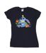 Disney T-shirt en coton motif oiseaux Lilo & Stitch Femme/Femme (Bleu marine) - UTBI25900-1