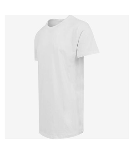 Build Your Brand Mens Shaped Long Short Sleeve T-Shirt (White)