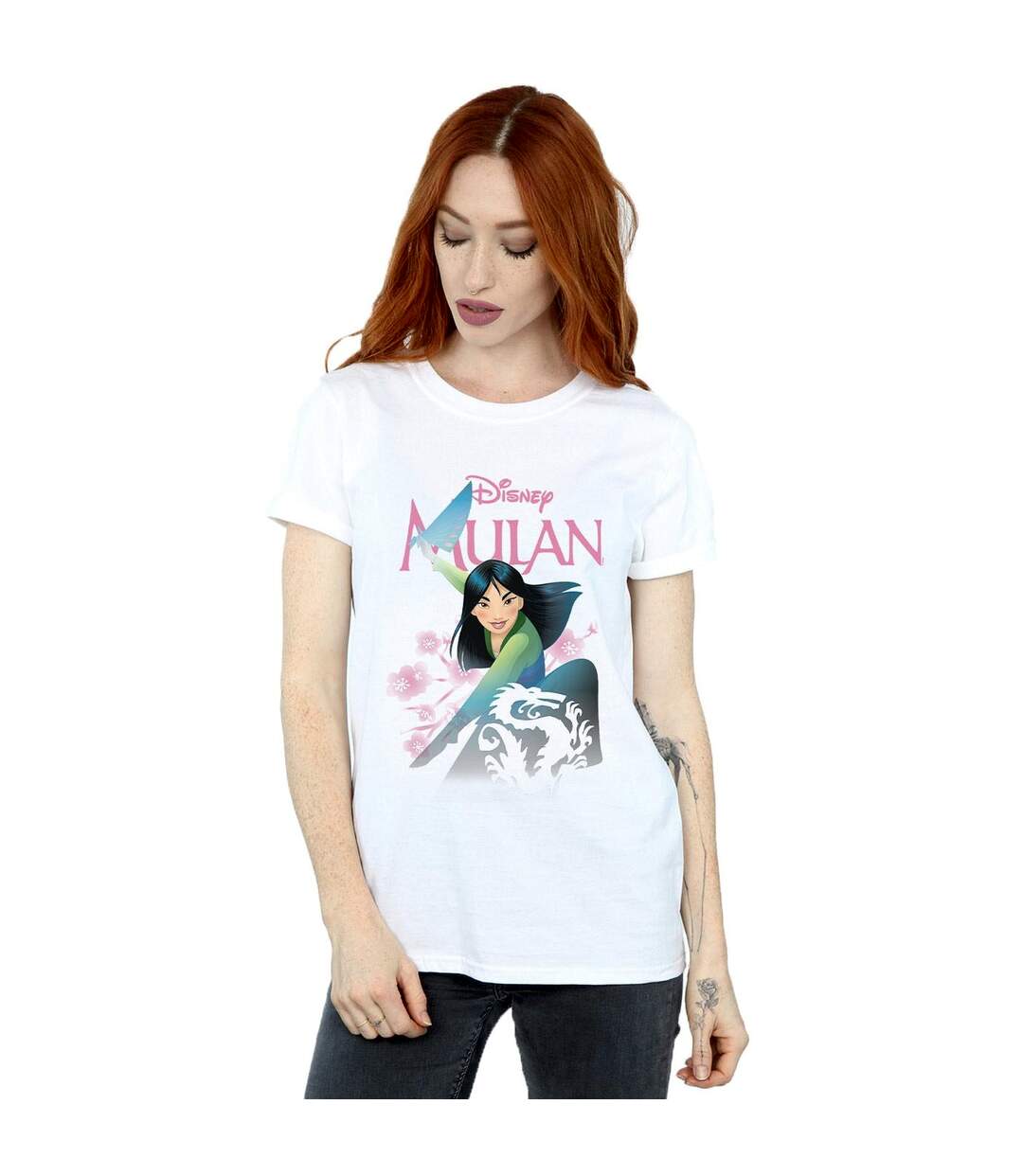 Disney Womens/Ladies Mulan My Own Hero Cotton Boyfriend T-Shirt (Blanc) - UTBI49667-2