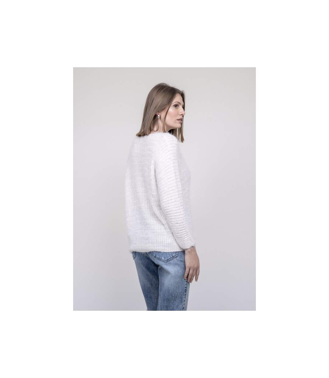 Pull col V maille chenille KRISTINA - Dona X Lisa-2
