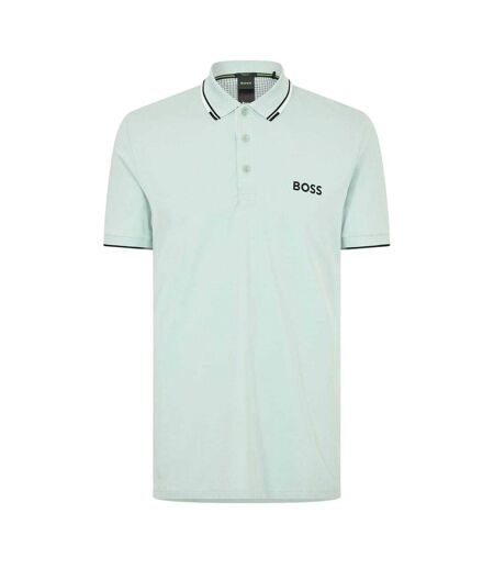 Mens Paddy Pro Cotton Pique Polo Shirt Turquoise Green Boss