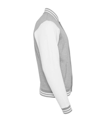 Blouson D'université Adulte Gris Chiné Blanc Build Your Brand