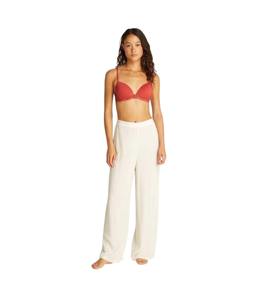 Soutien-gorge Push-up Motif/style Bord À Dentelle Demi Femme Terre Cuite Calvin Klein-4